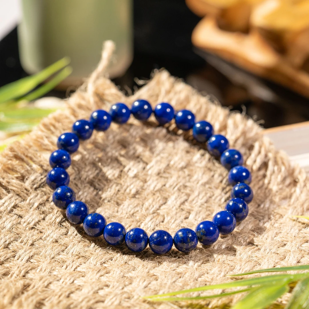 【巴基斯坦】Y0032 天然青金石手串7mm素圈简约款多样性发其一