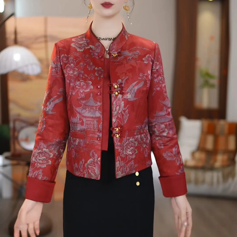 新中式唐风精致羽绒服2025冬季新款妈妈装贵气显瘦外套内胆两件套