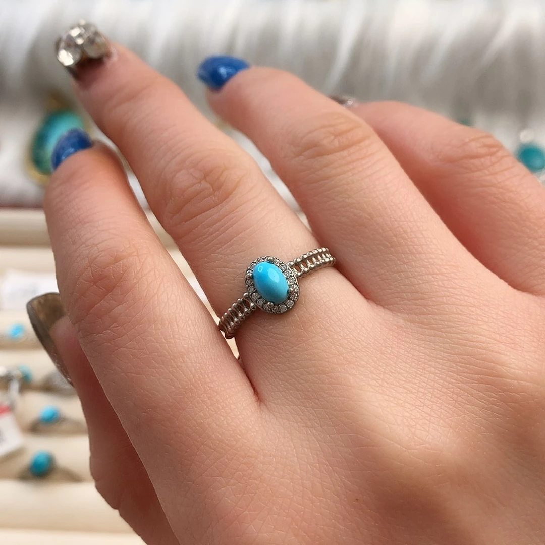 绿松石精品戒指银S925镶嵌