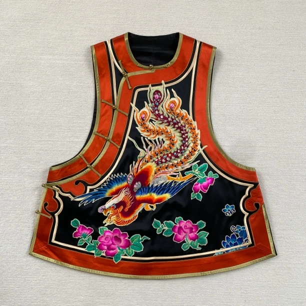 云饰图腾原创新中式国风女装 新款重工刺绣凤凰中长气质百搭马夹