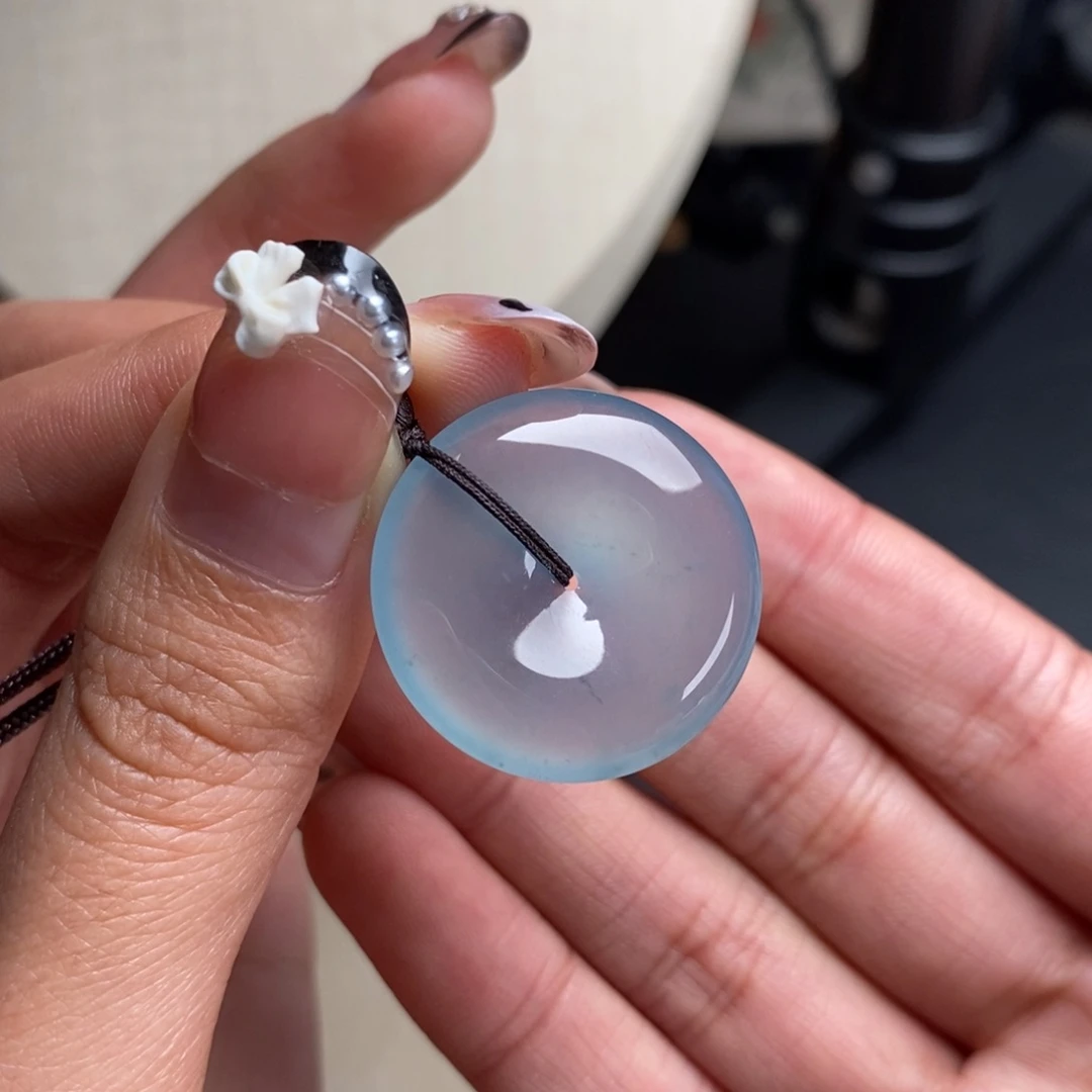 翡翠未镶嵌颈饰高冰种深邃蓝底胶润纯净平安扣吊坠