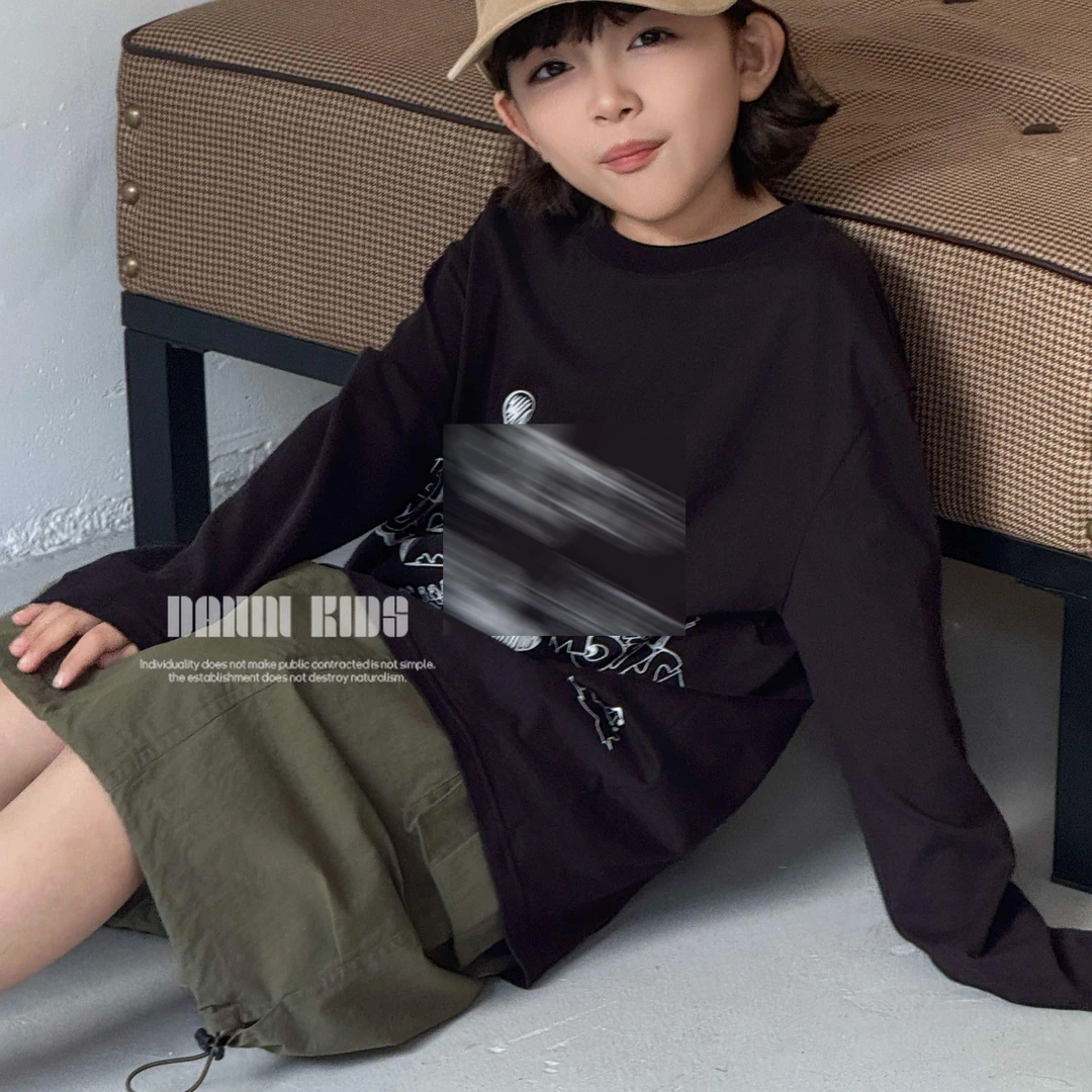 【嗒囜】男女童25春季新款百搭套头长袖T恤儿童宽松卡通印花上衣