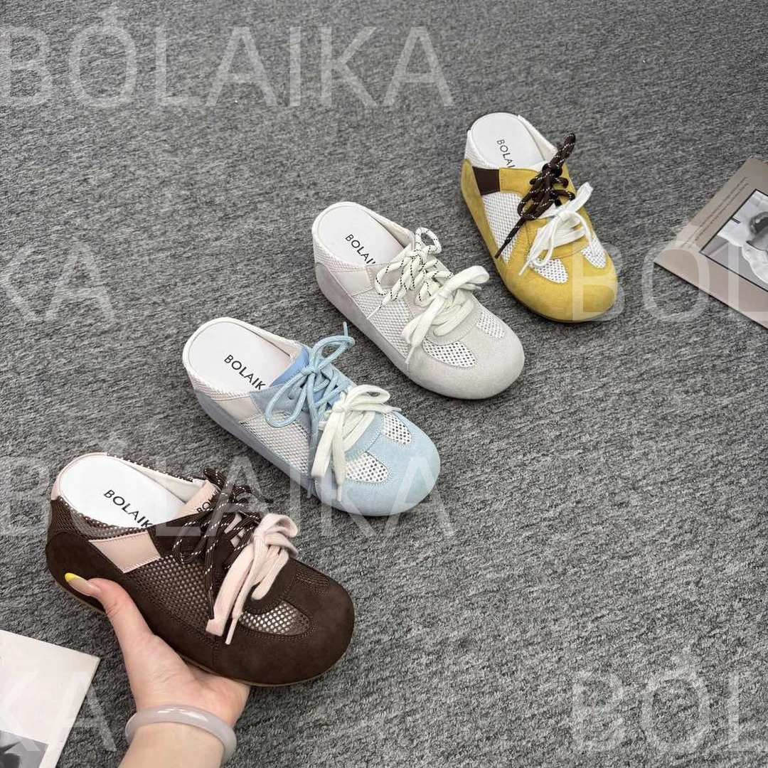 增高9cm薄底休闲半托德训鞋增高女鞋真皮百搭圆头女鞋