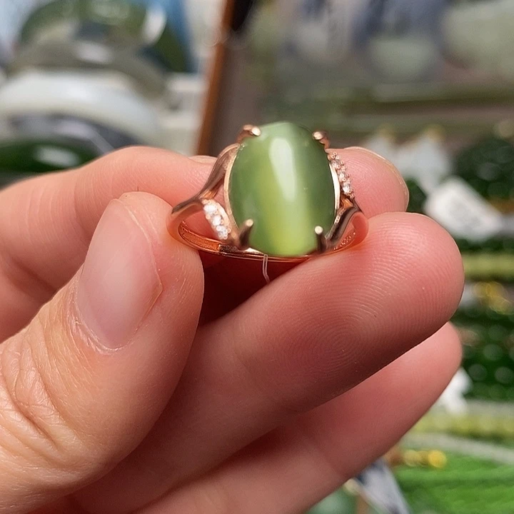 和田玉银S925镶嵌戒指