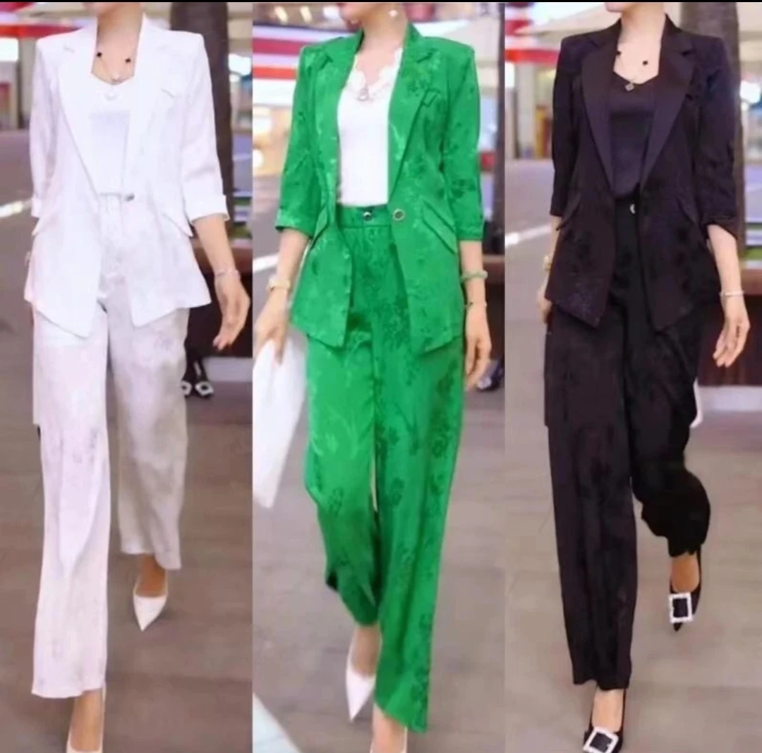 新款气质中国风遮肉薄款西服民族风显瘦02套装