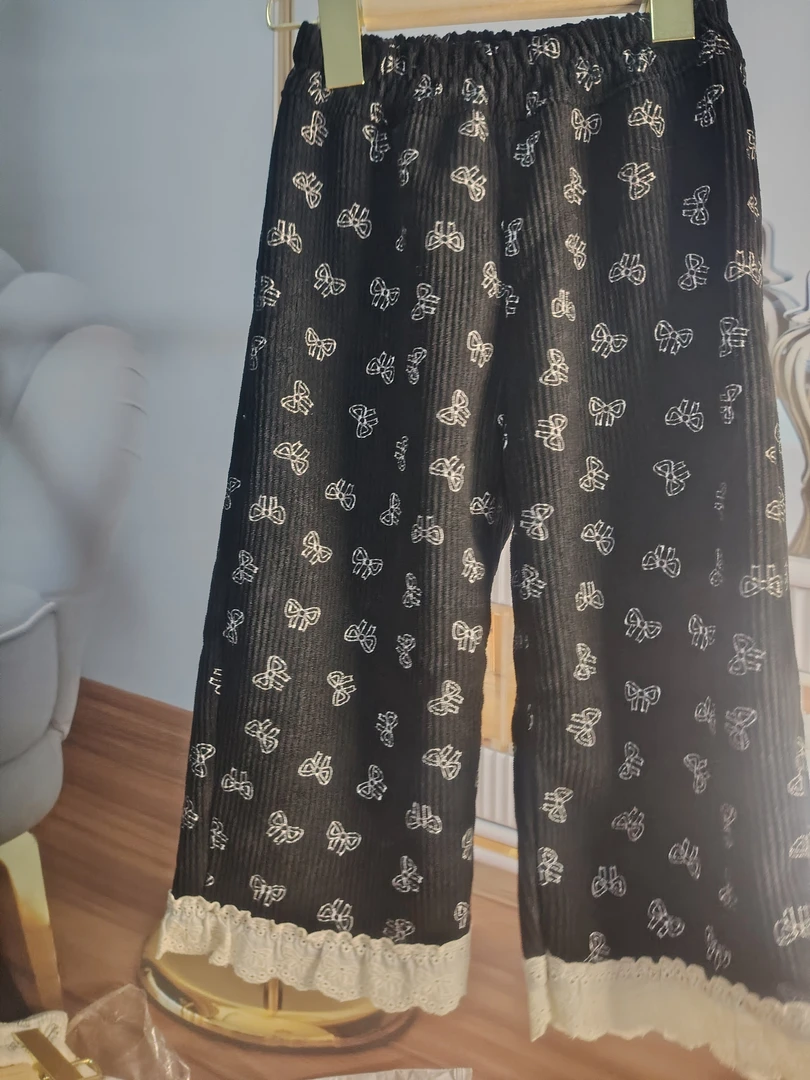 女宝加绒满印花裤子