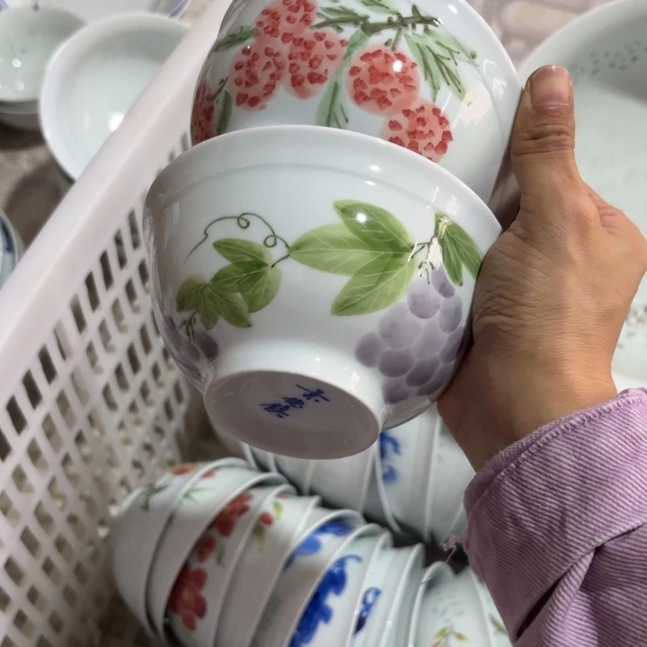 玉瓷景德镇陶米饭碗两只微瑕