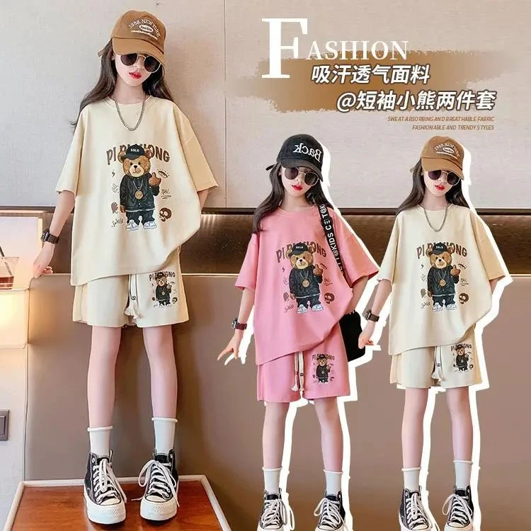 女童夏装套装2026新款运动套装儿童短袖网红时髦洋气中大童潮