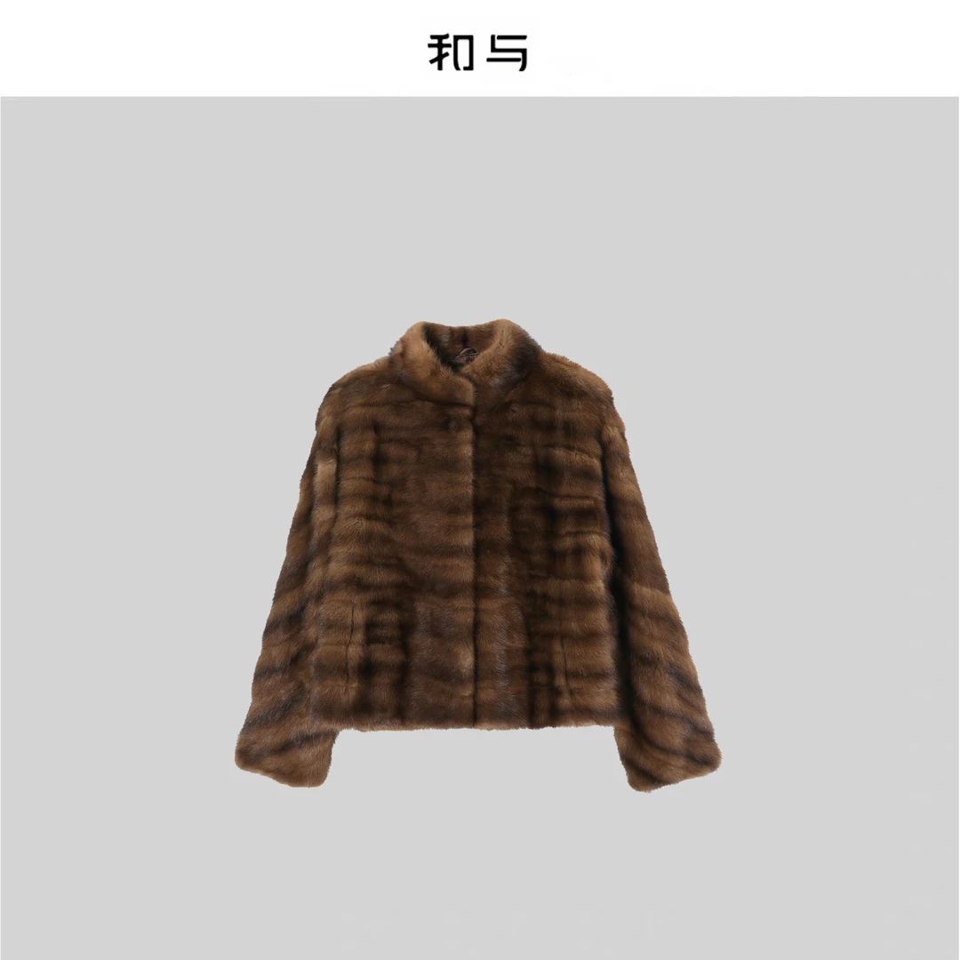 【和与】丹*进口横排咖啡水貂皮草H54FF30791