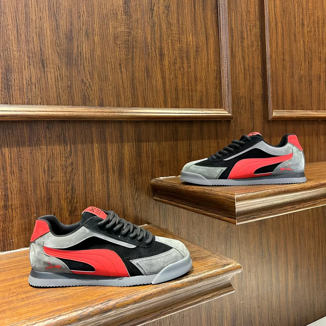 【文麒潮鞋】秋季新款男鞋皮面拼接韩版百搭时尚轻奢低帮男士休闲鞋