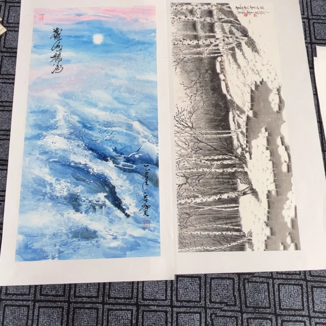 陈***）国画三尺山水2张s，