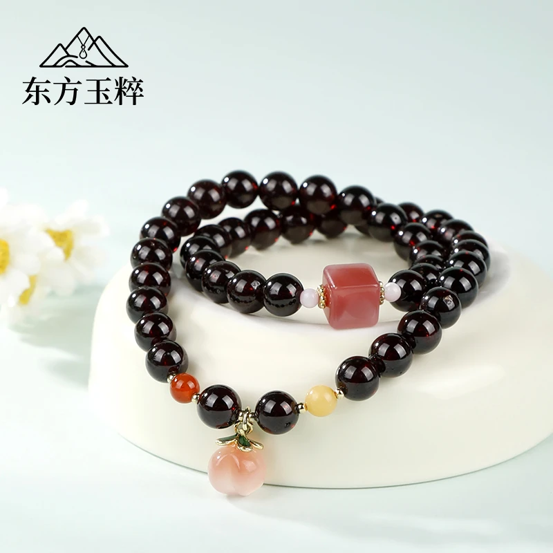 石榴石双圈手串-单珠约8mm-多样性发货 拍一发一