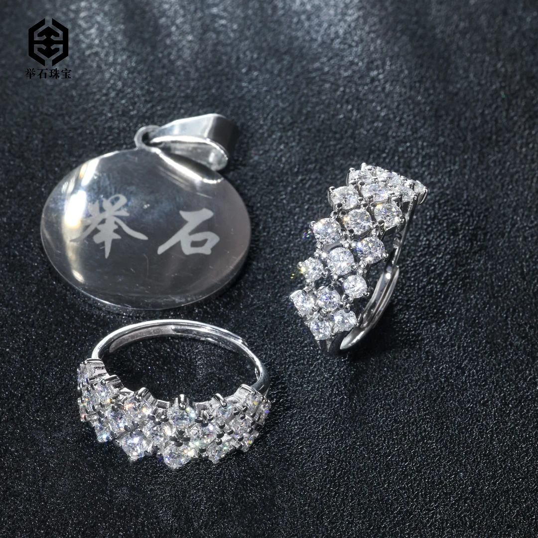 925银莫桑石银制品 【举石珠宝】T0210-9819-121莫桑钻戒指（一件）R