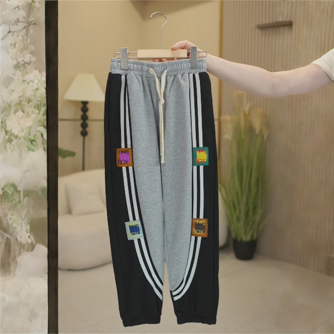 儿童拉条拼色卫裤25308