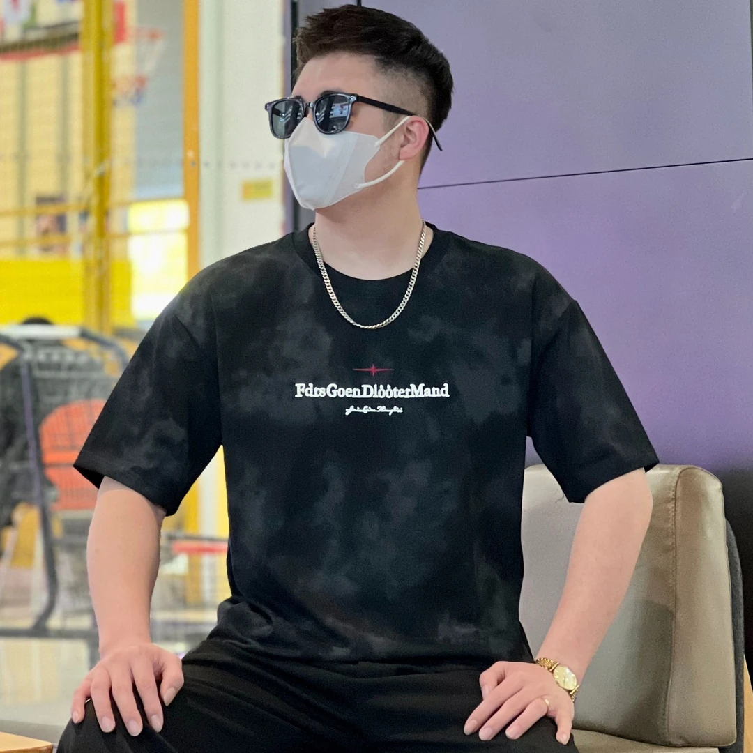 美式夏季新款T恤精工洗水刺绣短袖潮流百搭休闲微宽松圆领半袖ins