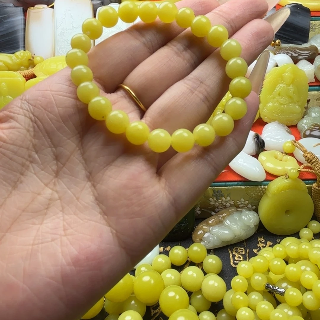 布新疆黄玉手串卡8