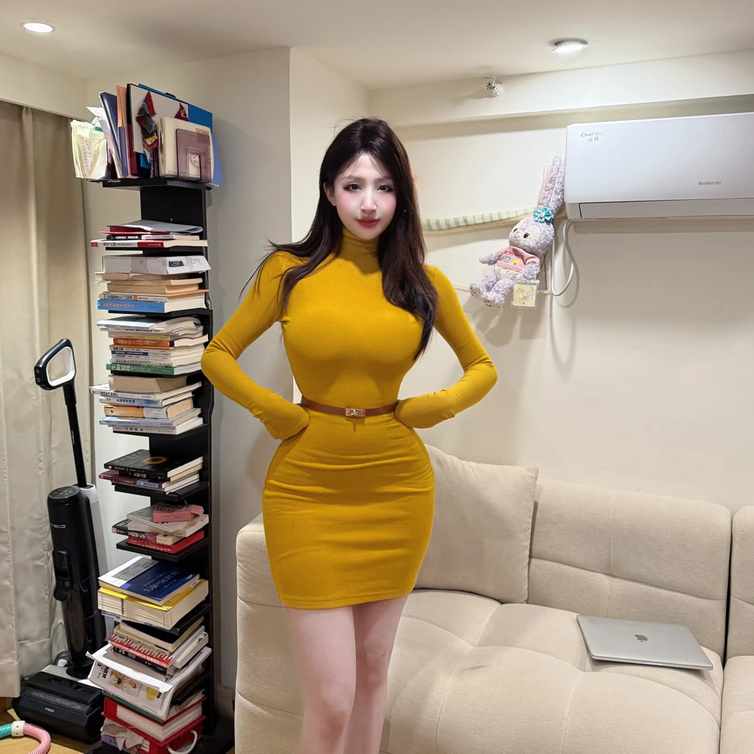 幼辣～［魅蛊姐系］御姐加绒加厚高弹力修身显瘦包臀连衣裙