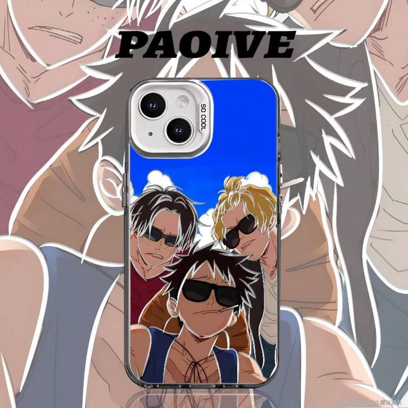 适用苹果华为vivo一加iPhone14小米海贼王路飞防摔彩银手机壳