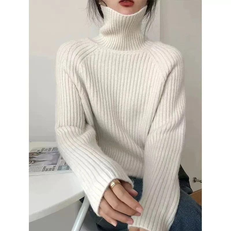 玲姐定制-高领套头秋冬慵懒小彩条软糯长袖针织毛衣193623