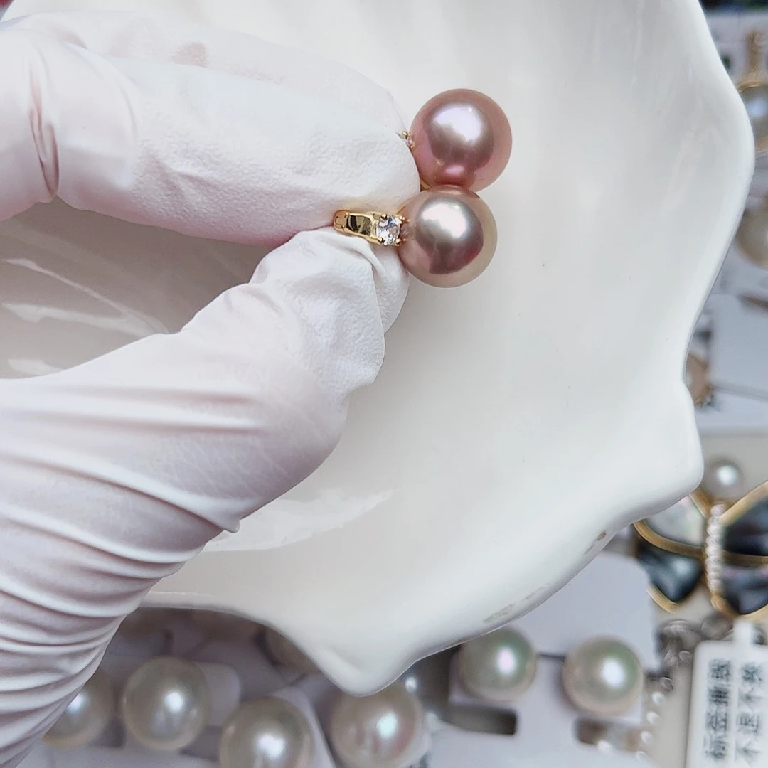 银S925镶嵌淡水珍珠耳饰