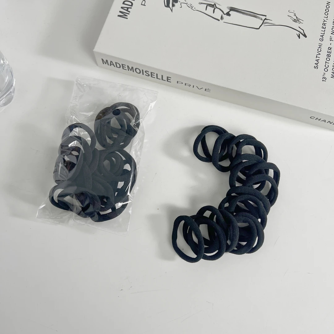 【啵啵】高弹无痕发圈袋装粗皮筋扎马尾麻花辫皮筋黑色简约发绳发圈