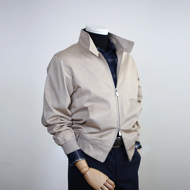 夹克男惠灵顿哈灵顿夹克棒球夹克棉质双插兜双开金属拉链夹克男