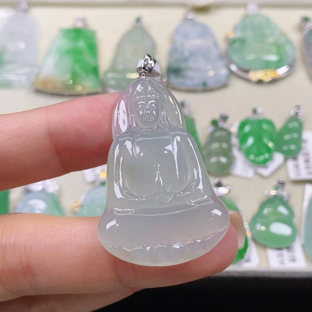 北***鱼翡翠18K金镶嵌颈饰缅甸天然a货翡翠