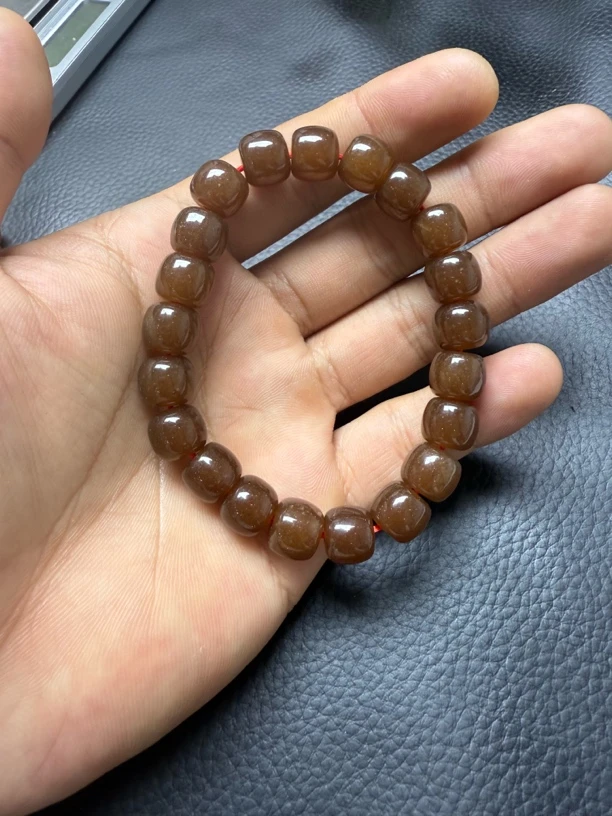 天然新疆和田玉金山矿红糖手串卡10老型珠假一罚万拍一发一