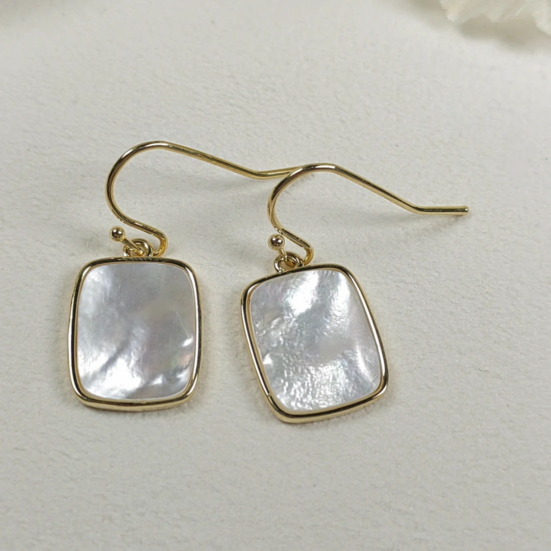 铜合金贝壳耳饰 【方糖】网红爆款天然贝壳白色轻奢设计 多样发1对