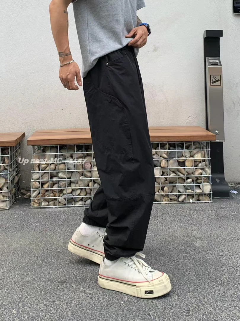 长裤薄款宽松型纯色束脚裤休闲裤运动户风老钱风百搭户外潮流1557