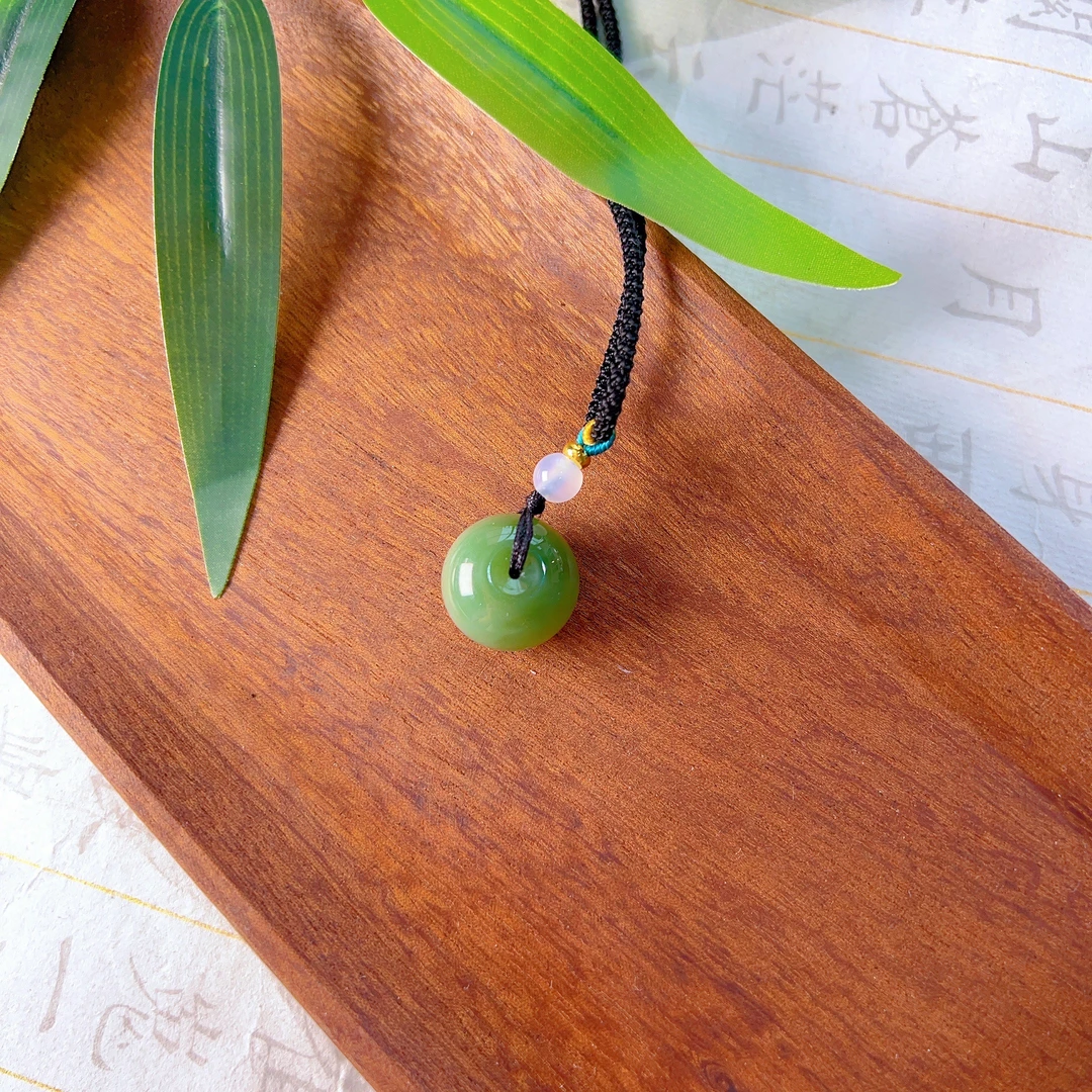 【瑶瑶专属】和田玉碧玉猫眼平安扣吊坠13*17 YJ1276