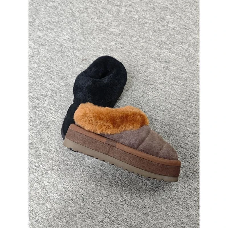 （U家毛毛虫两色雪地靴）保暖磨砂皮套筒一脚蹬时尚雪地靴雪地靴