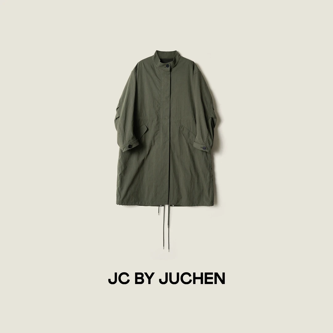 “雾林派克”秋冬日系A字廓形极简城市工装风衣外套FW102005-194