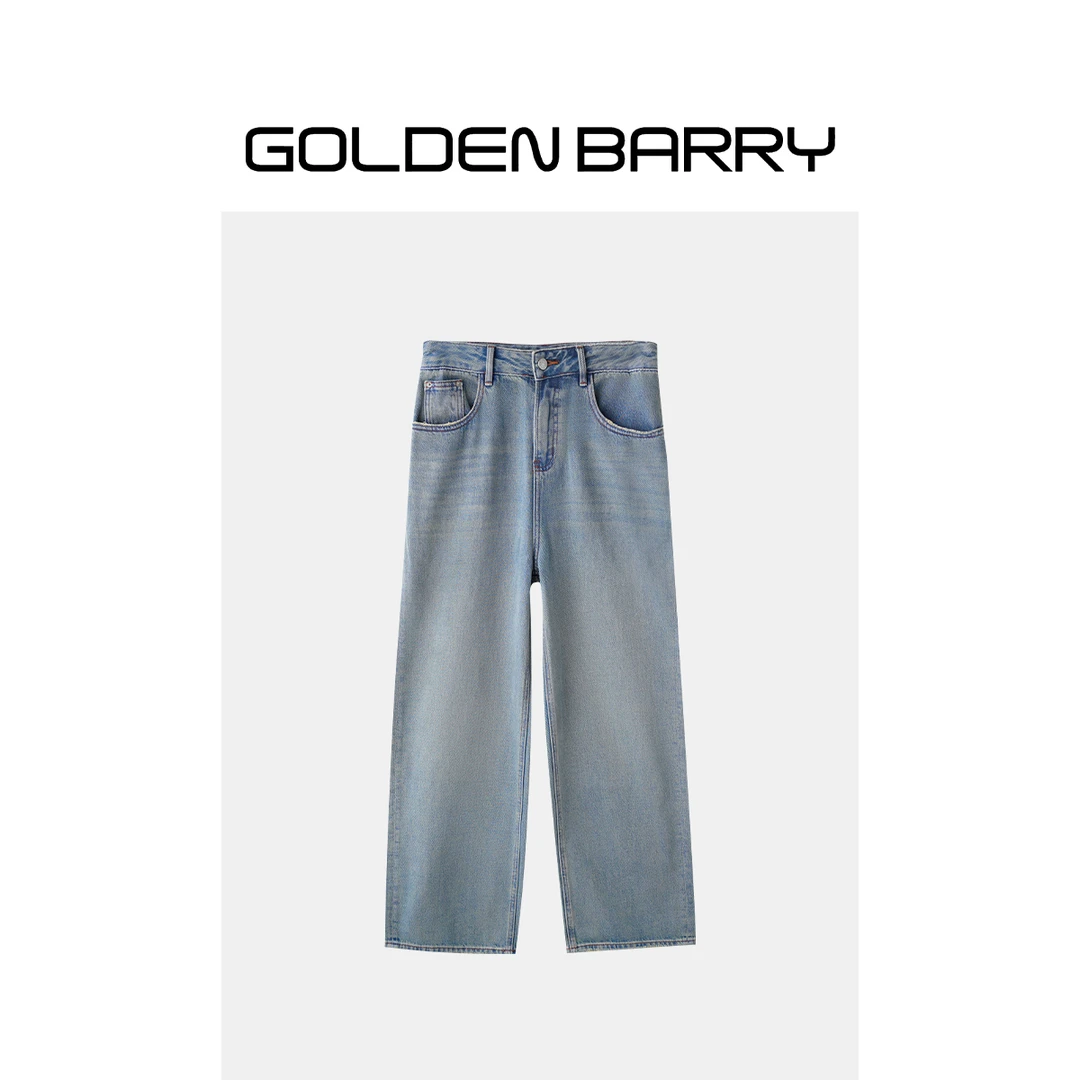 GOLDENBARRY|501114浅蓝色阔腿牛仔裤