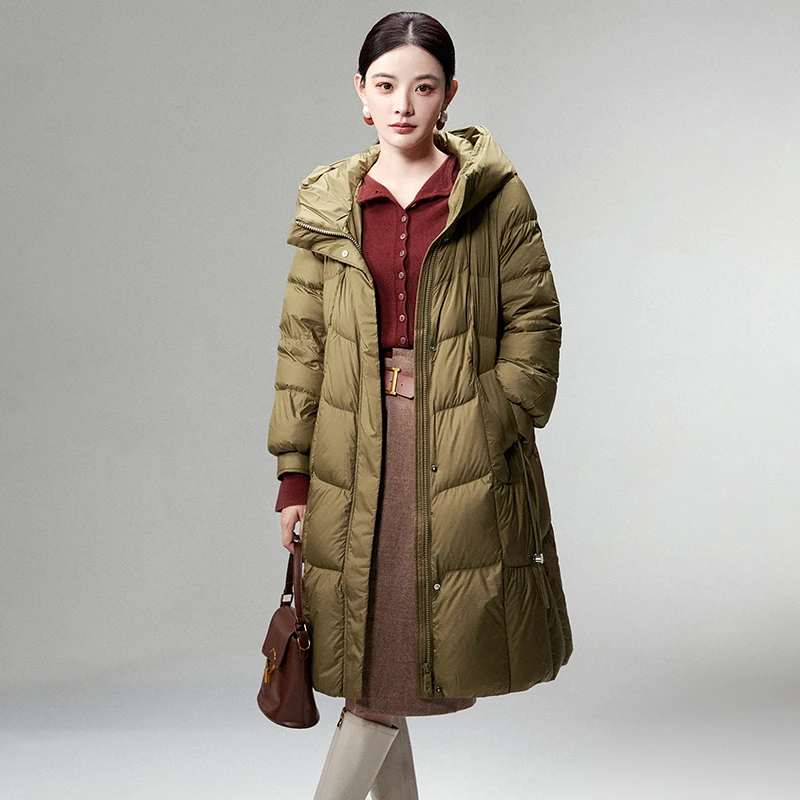 54RF1R0002知性气质宽松白鹅绒长款外套鹅绒服女2025冬