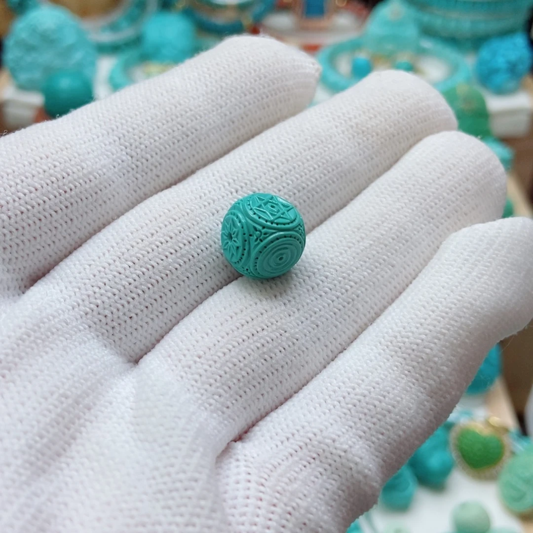 未镶嵌绿松石六方珠子9.8mm