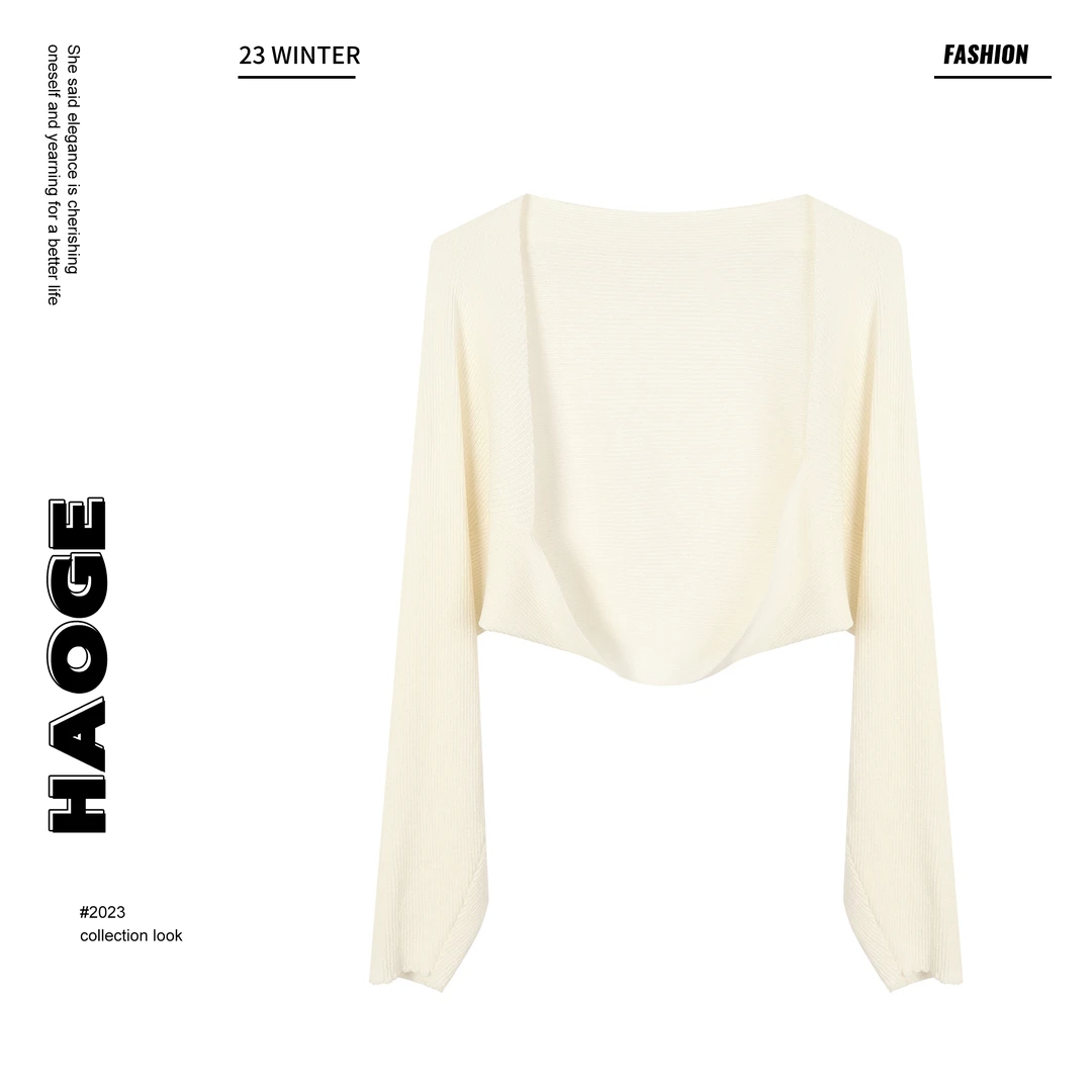 浩哥严选●X4ZZS0394A时尚长袖短款针织衫开衫女莫奈花园风