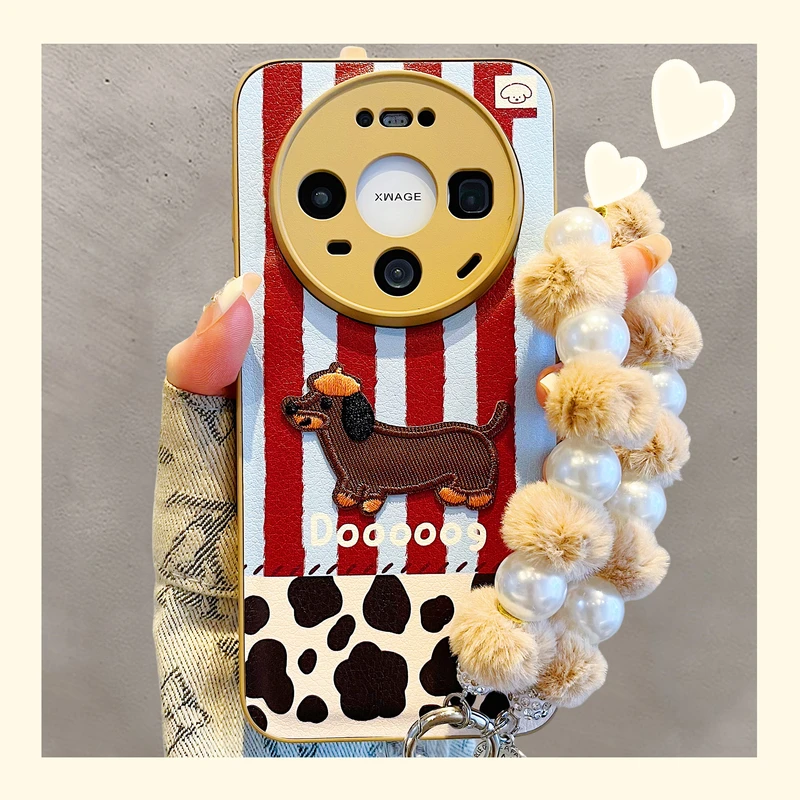 适用华为mate80promax新款手机壳趣味可爱刺绣小狗mate70/60/50pr