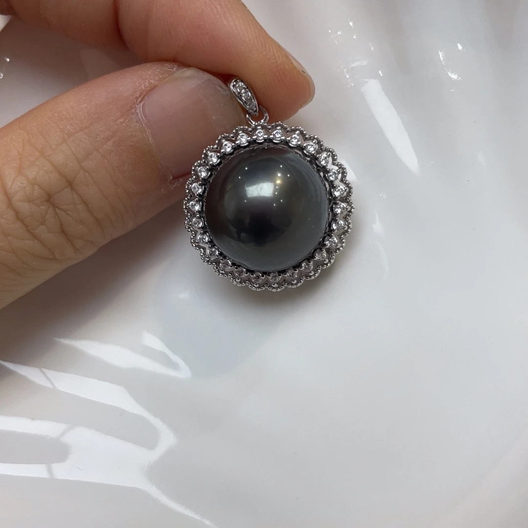 银S925镶嵌吊坠(不含链)海水珍珠