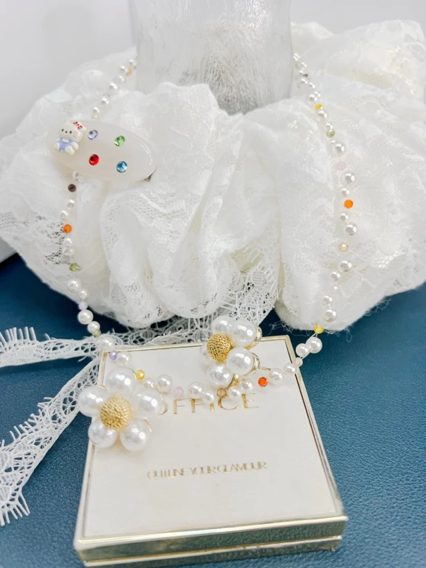 铜合金项链 少女风法式原创设计配饰轻奢首饰饰品白色甜美精美