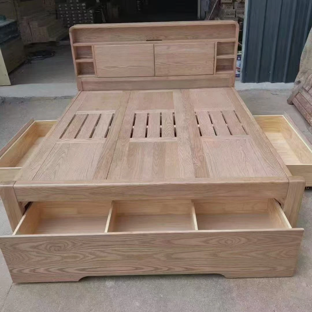 白蜡木抽屉储物大床