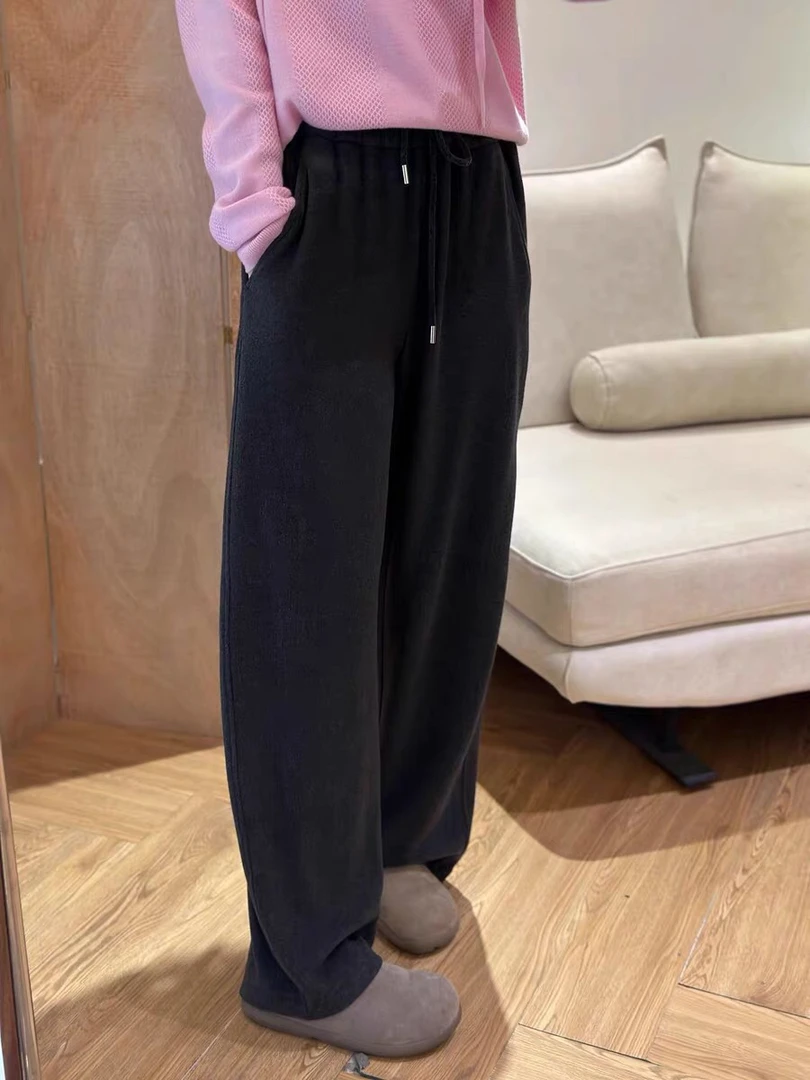 2024冬新品抽绳高腰精裁香蕉裤及地运动休闲裤