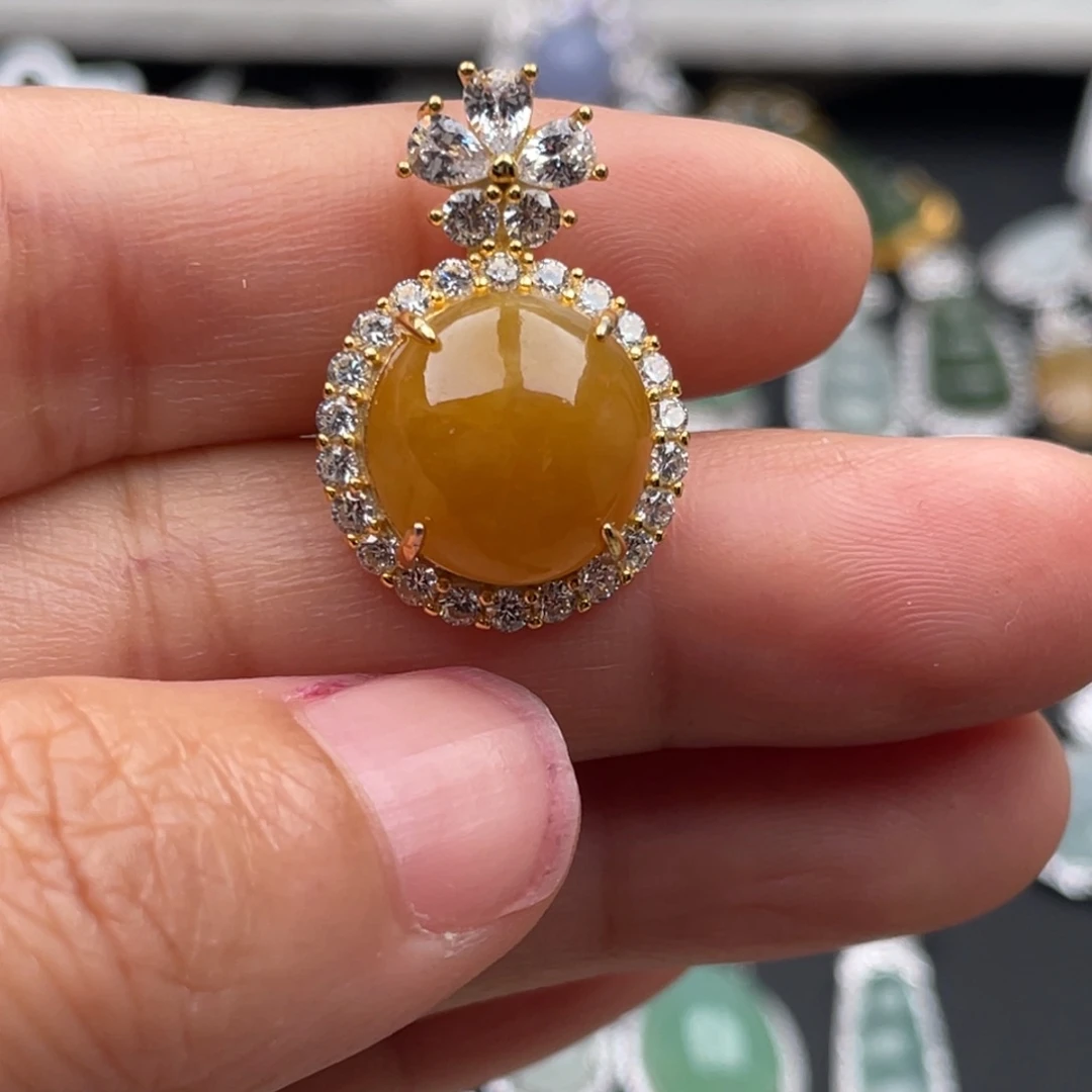 翡翠银S925镶嵌吊坠(不含链)