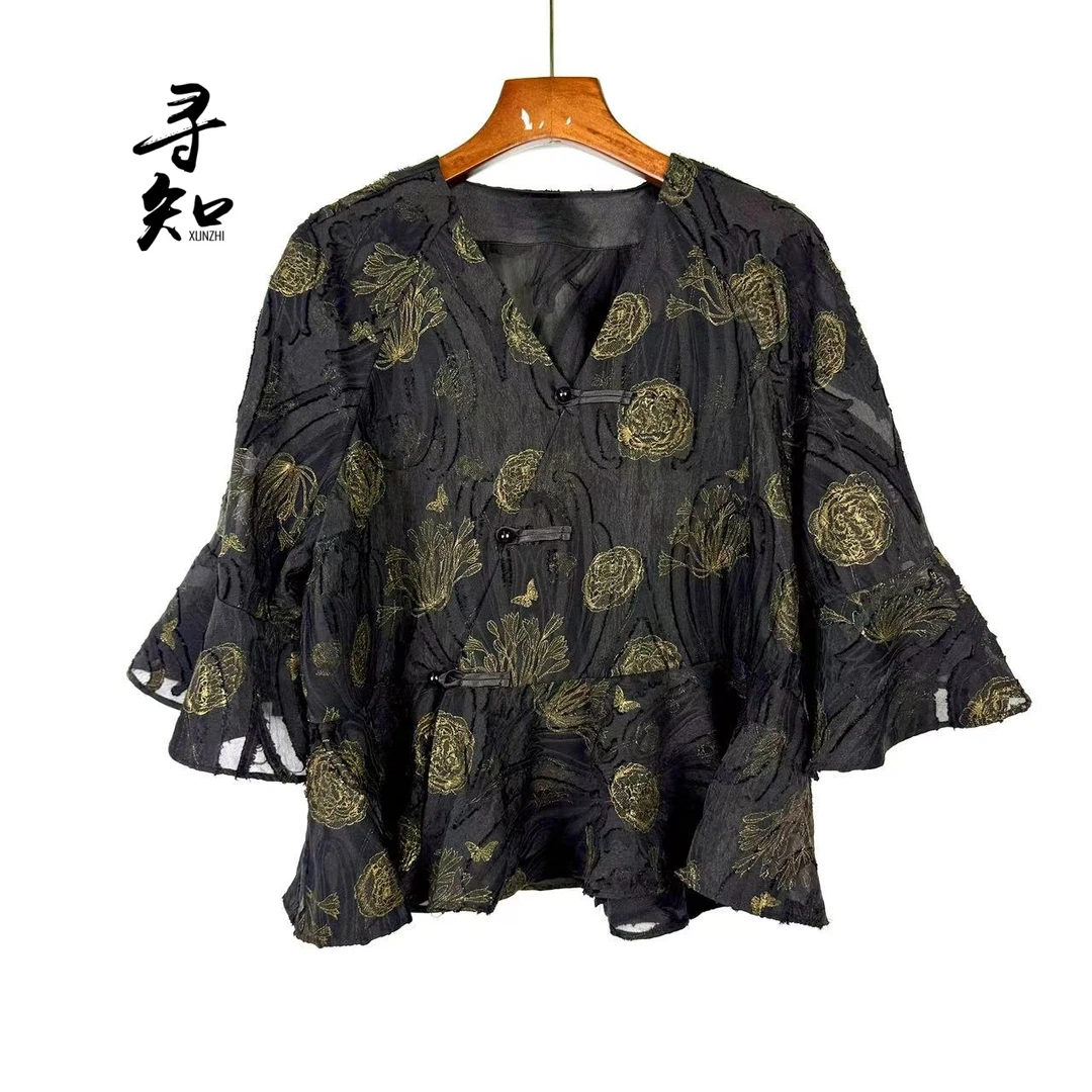 寻知·朱总原创设计XZS181Y​墨蝶金韵​上衣