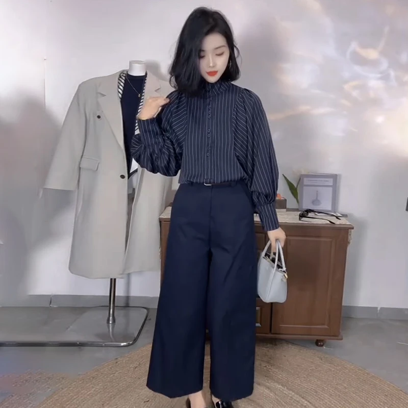 网红爆款时尚通勤衬衫春季新款半高领遮肉显瘦百搭洋气上衣女