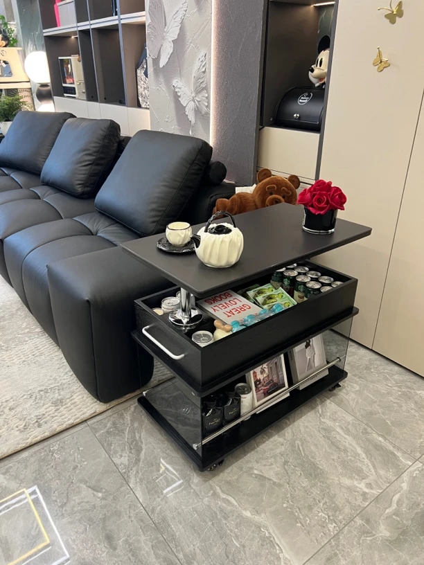 现代极简高档实木边几客厅家用边几茶台可升降可以动边柜