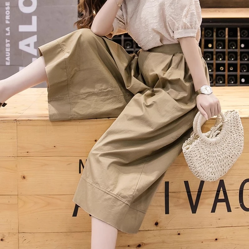 日式工装阔腿裤女2025夏装新款七分裤小个子显瘦洋气垂感休闲裙裤