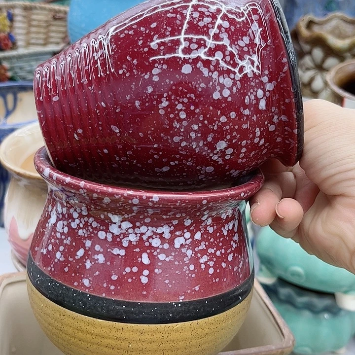 多肉绿植陶瓷花盆9.9包邮，有孔