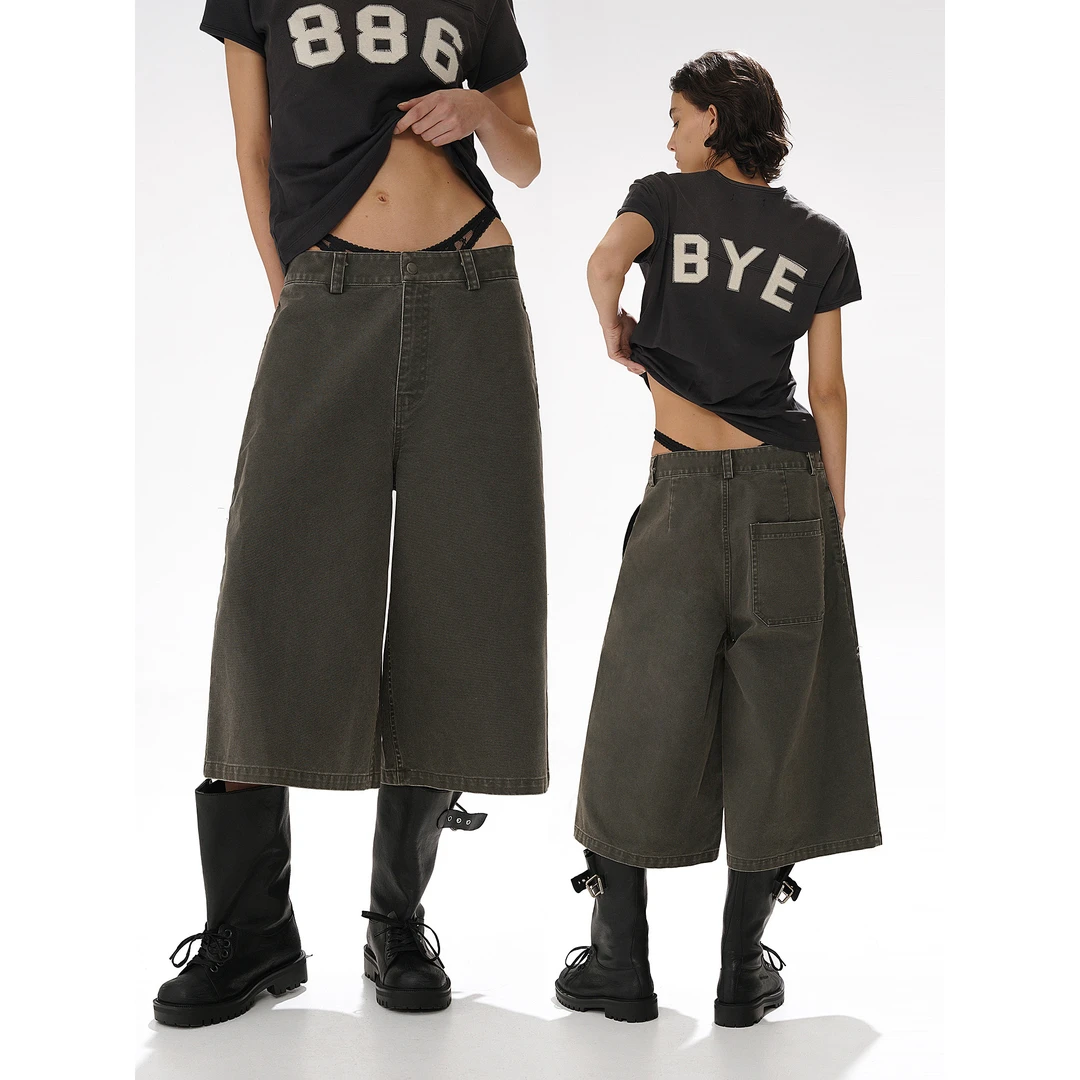 【早春新品】MASONPRINCE*简约裁简 经典百搭复古阔腿七分休闲裤