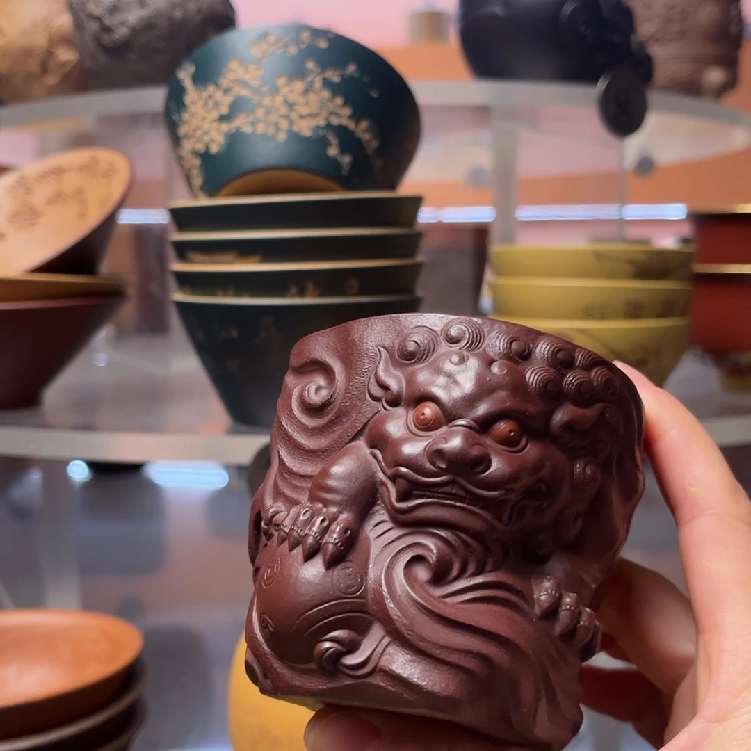 紫砂茶杯150毫升 财源滚滚杯